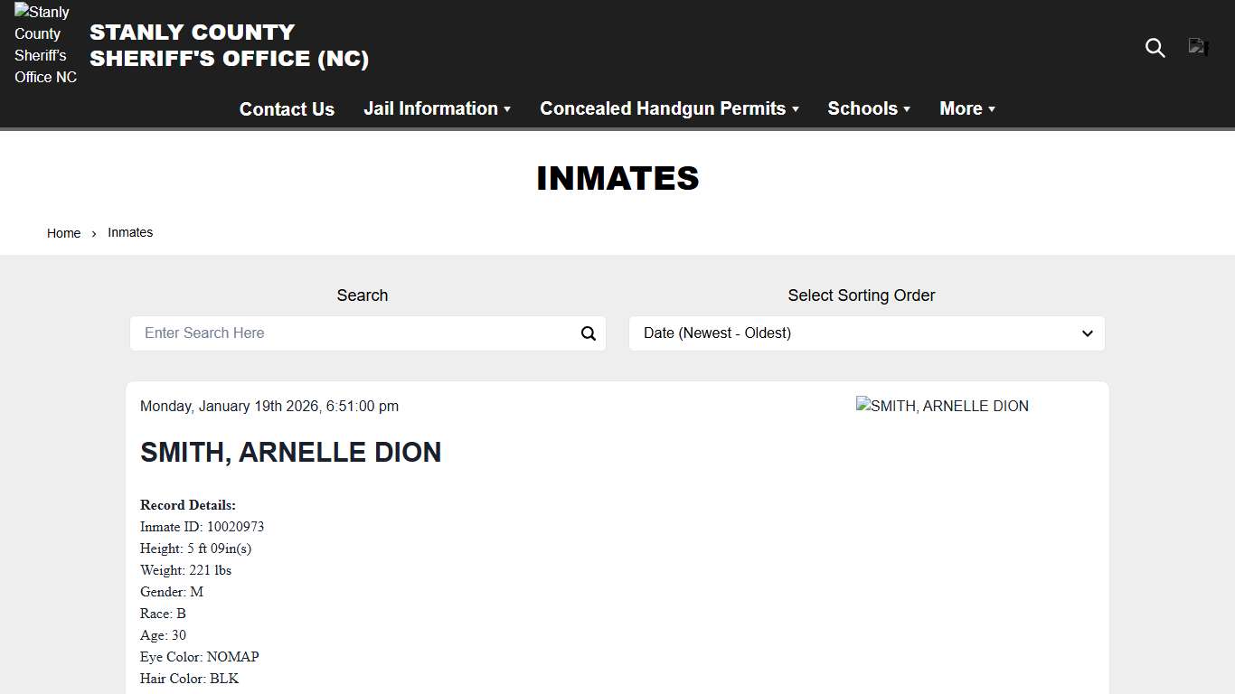 Inmates | Stanly County Sheriff’s Office NC